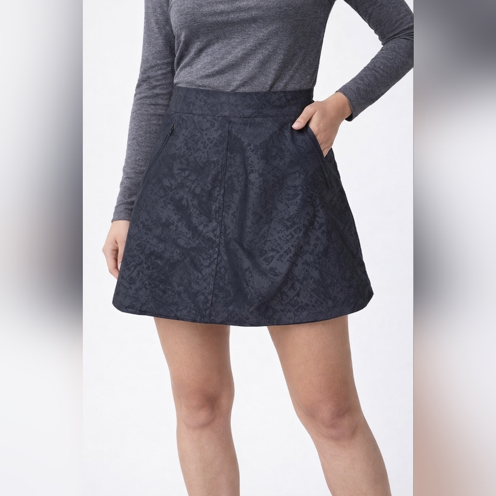 Orvis Navy Print Golf Travel Skort Lined Skirt Tennis Pickleball Size X Small
